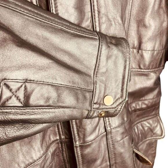 Boston Outfitters | Brn Genuine Leather Quilted Lined Bomber Jacket Size L | EUC - Picture 14 of 16